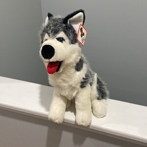 Plush Husky Dog Toy Gray and White Shalom Toy Co INC